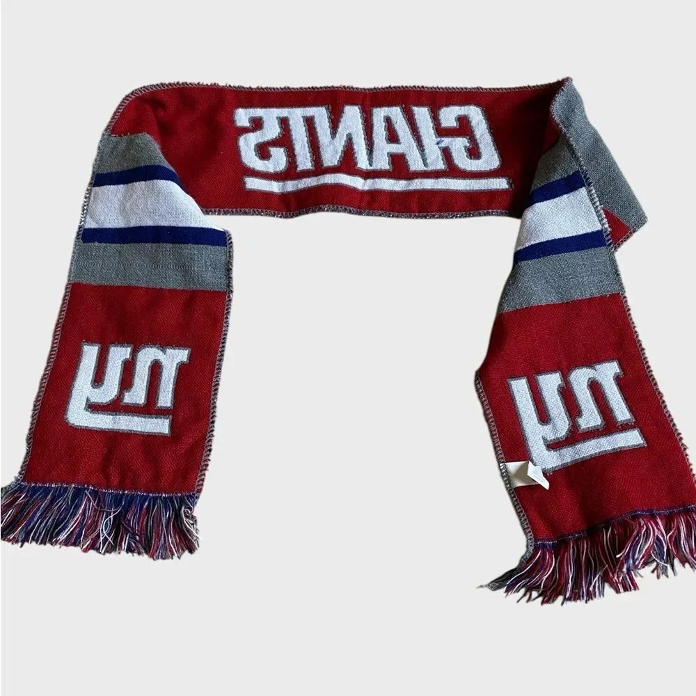 Foco New York Giants Football NFL Scarf Grey Red Blue Fringed Unisex Cozy Preppy